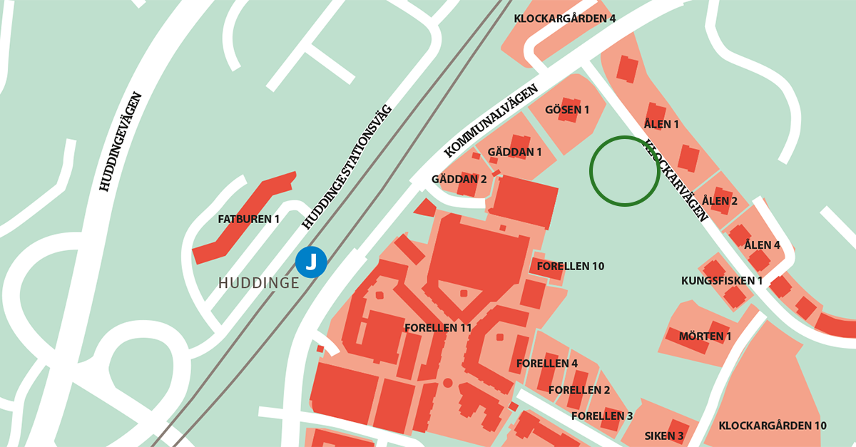 Karta över område för tillfällig parkering vid Klockarvägen