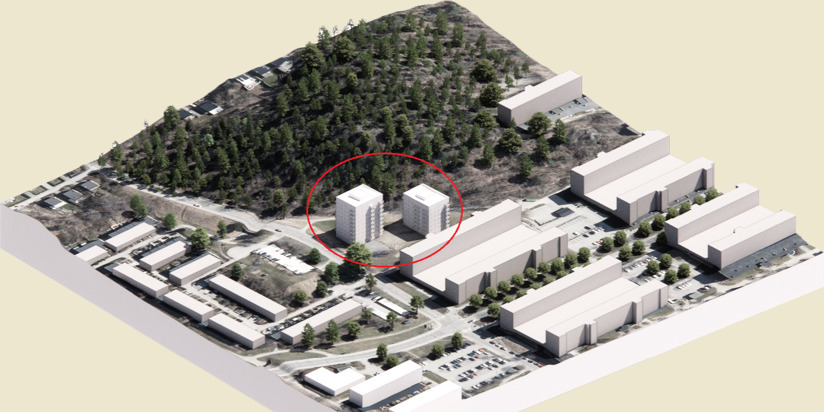 Visualisering av nya punkthus i Vårby gård