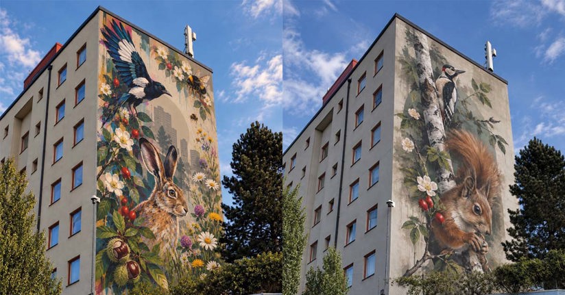 Skiss över hur muralmålningen i Visättra skulle kunna se ut.