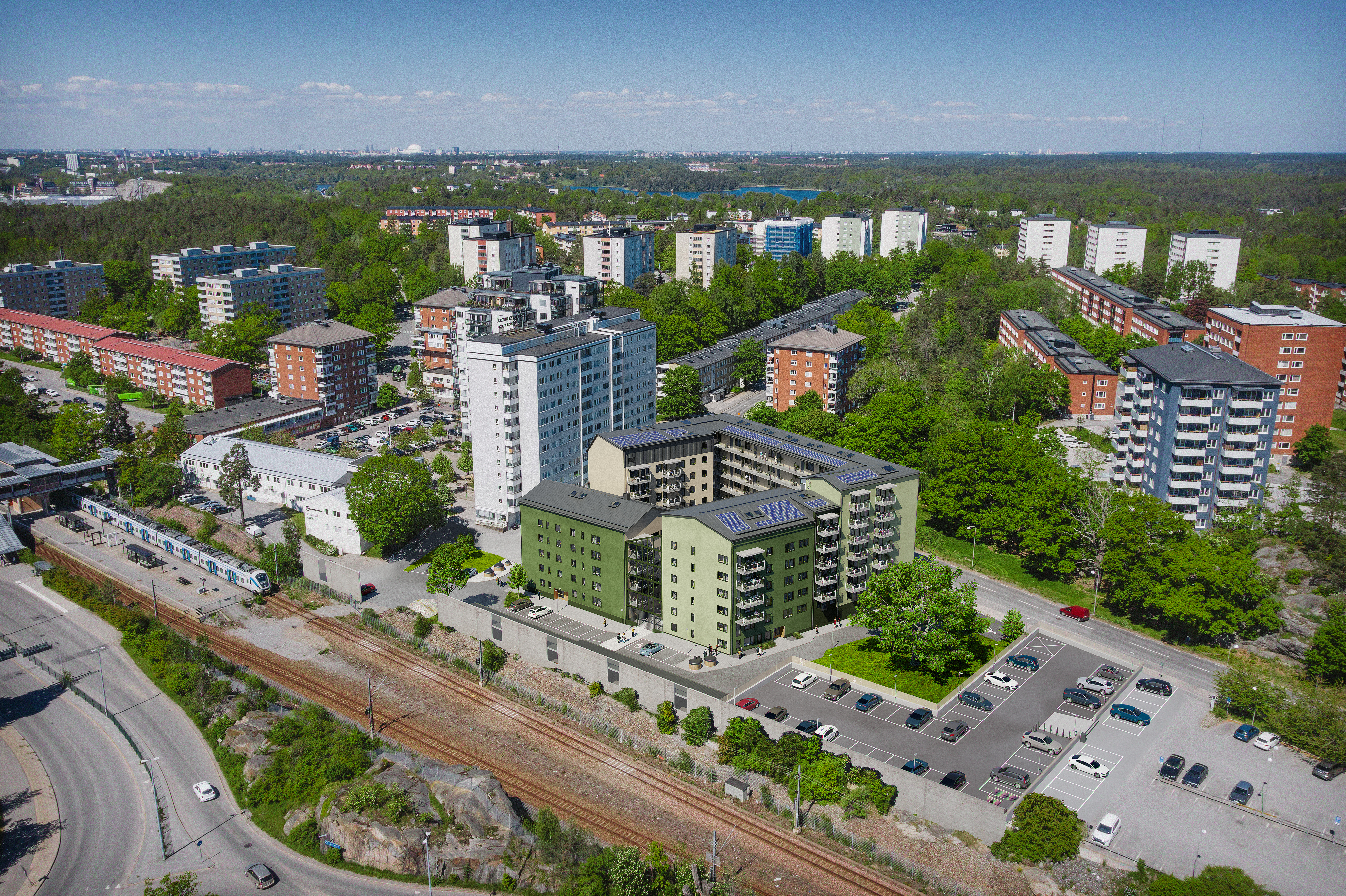 Visionsbild av nybygget Bonden 7 i Trångsund.