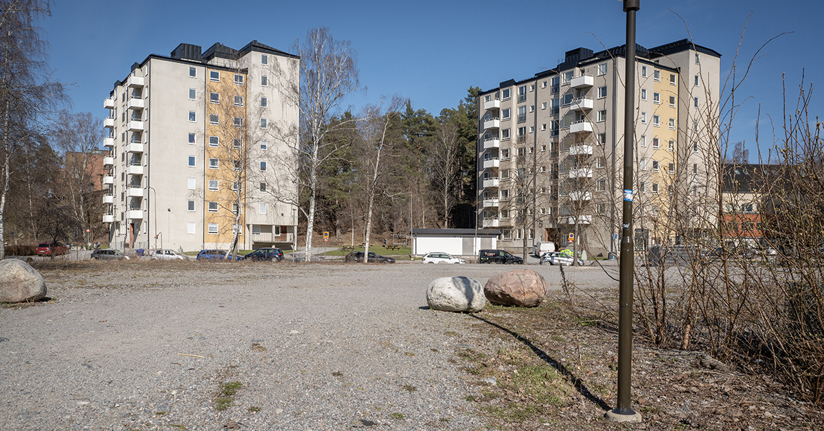 Bild på ytan som ska bli parkering vid Klockarvägen